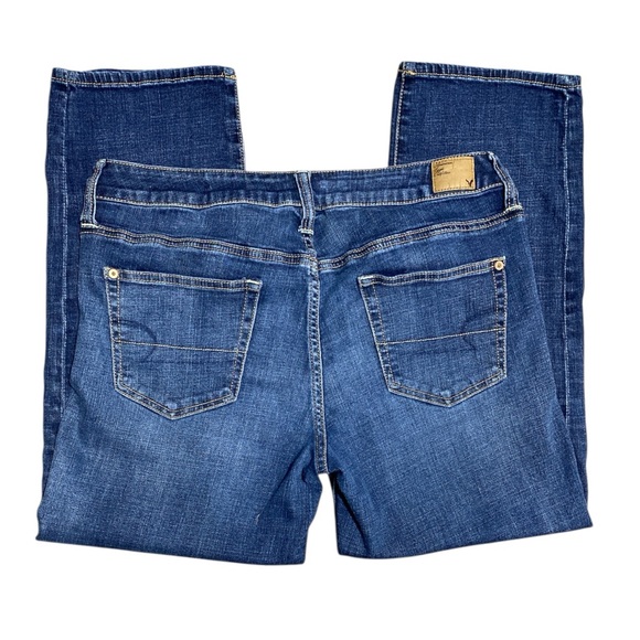 AEO American Eagle Outfitters Boy Fit Stretch Blue Relax Mid-rise Jeans Size 10 - Picture 7 of 13